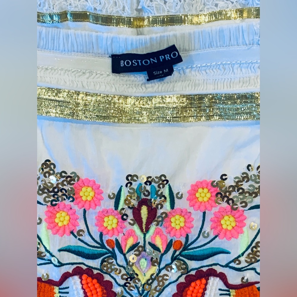 Boston Proper White Maxi Dress with Colorful Floral Embroidery - Picture 11 of 13